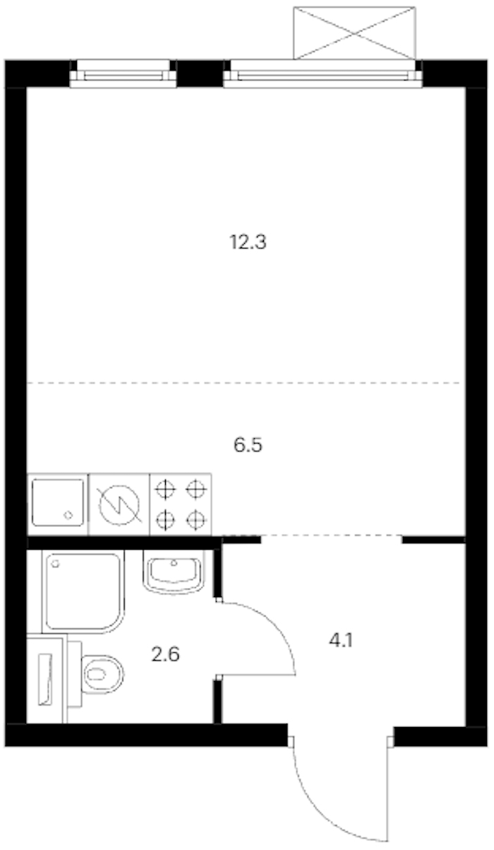 Квартира студия 25.5 м², 24/24 эт., ЖК «Заречный парк»
